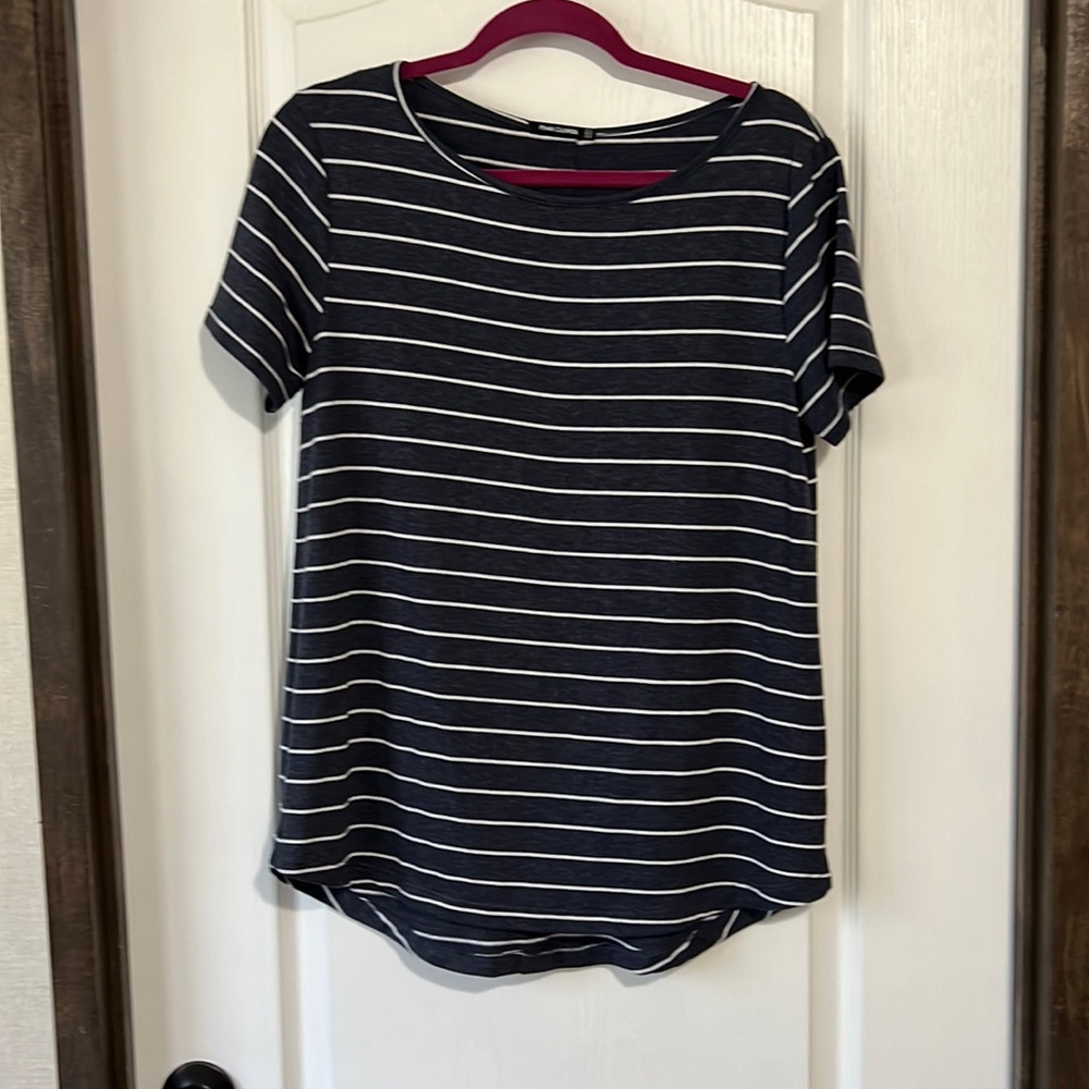 Navy and White Back Button Detail Shirt